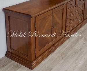 Removable living room furniture in walnut wood with classic style doors and drawers